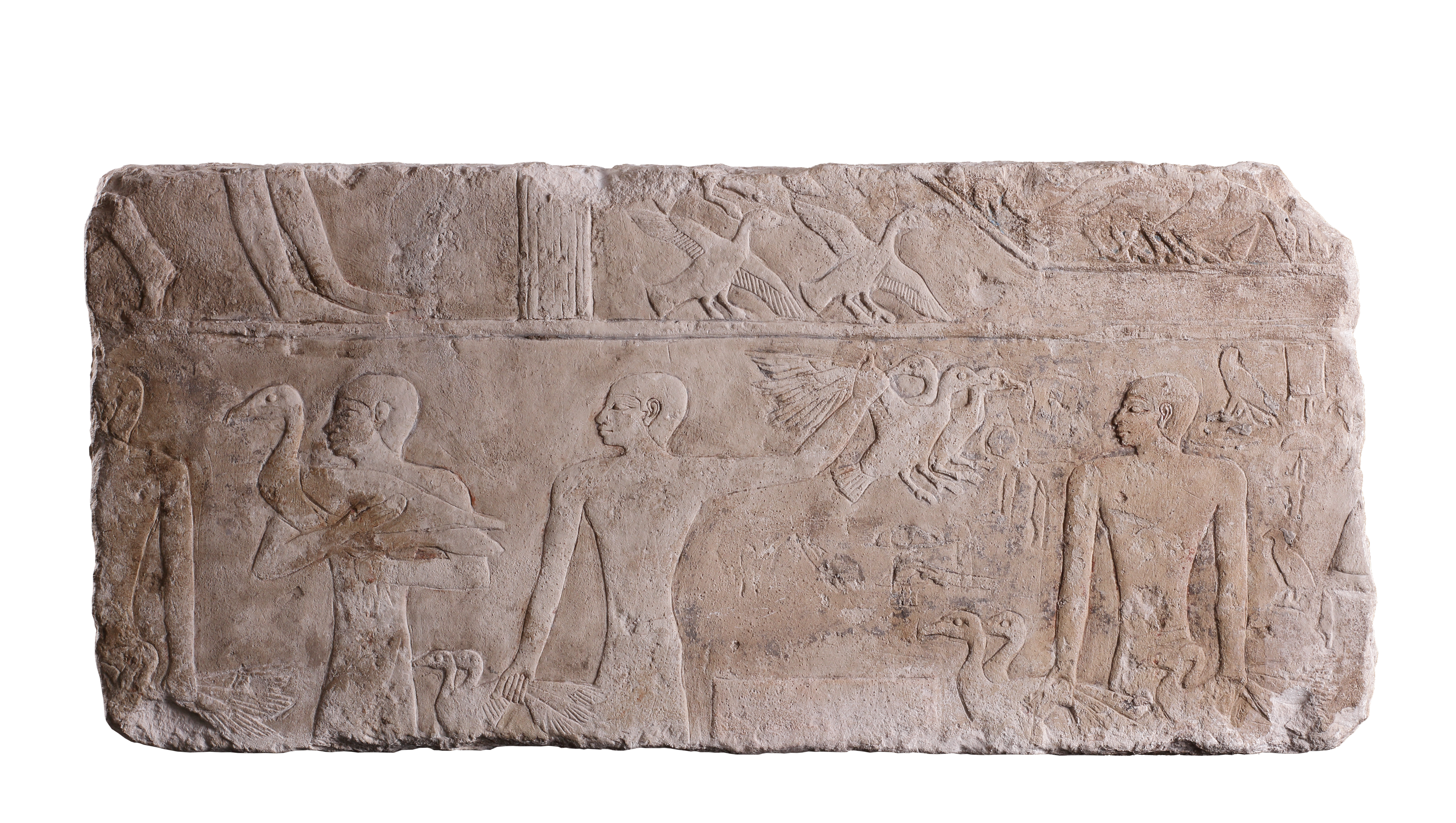 A Fine and Large Egyptian Limestone Relief Carved in Shallow Relief 